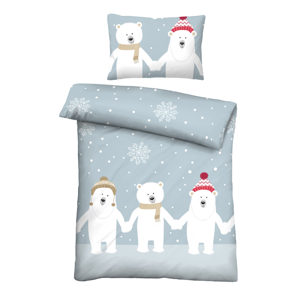 Feinbiber Bettwäsche 0004648 - Baumwolle - Blau - 100 x 135 cm + Kissen 40 x 60 cm