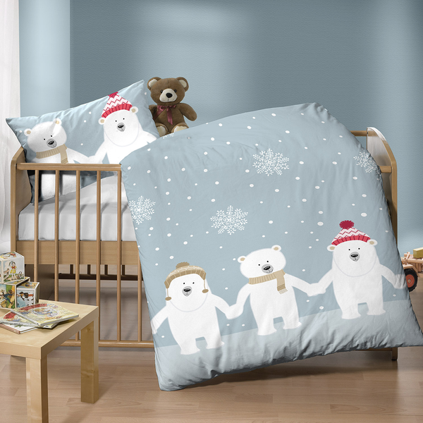 Feinbiber Bettwäsche 0004648 - Baumwolle - Blau - 100 x 135 cm + Kissen 40 x 60 cm