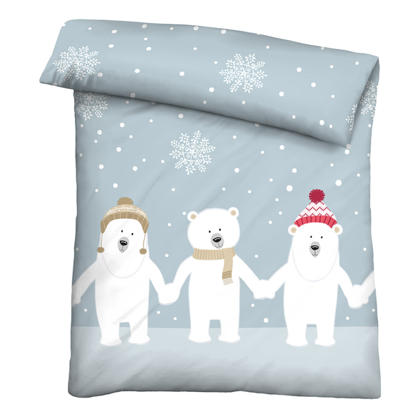 Feinbiber Bettwäsche 0004648 - Baumwolle - Blau - 100 x 135 cm + Kissen 40 x 60 cm