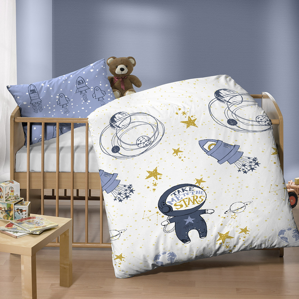Feinbiber Bettwäsche 0004647 - Baumwolle - Eisblau - 100 x 135 cm + Kissen 40 x 60 cm