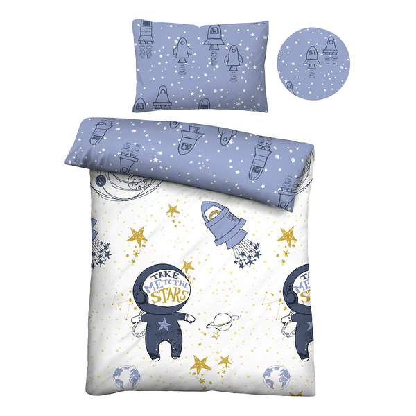 Feinbiber Bettwäsche 0004647 - Baumwolle - Eisblau - 100 x 135 cm + Kissen 40 x 60 cm
