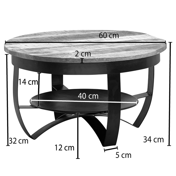 Couchtisch Nasp - Mango massiv / Metall - Mango / Schwarz