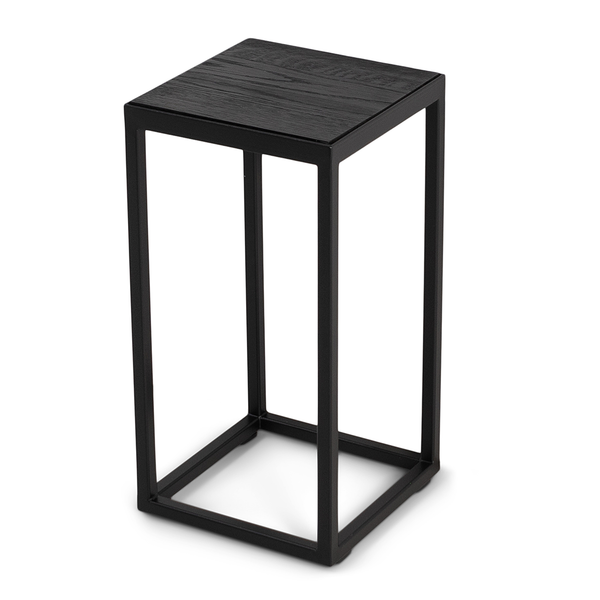 Beistelltisch Dareton II - Eiche massiv / Metall - Eiche Schwarz / Schwarz - Höhe: 40 cm