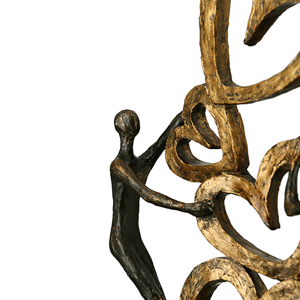 Skulptur Herz auf Herz - Kunstharz - Champagner / Bronze
