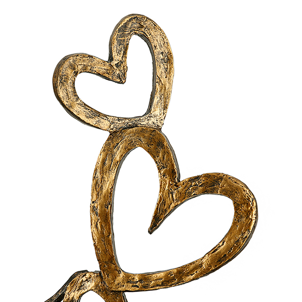 Skulptur Herz auf Herz - Kunstharz - Champagner / Bronze