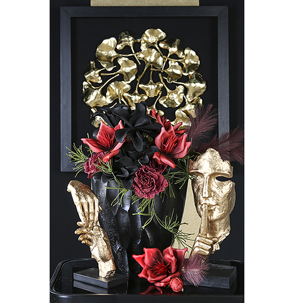 Skulptur Two Hands - Kunstharz - Gold / Schwarz