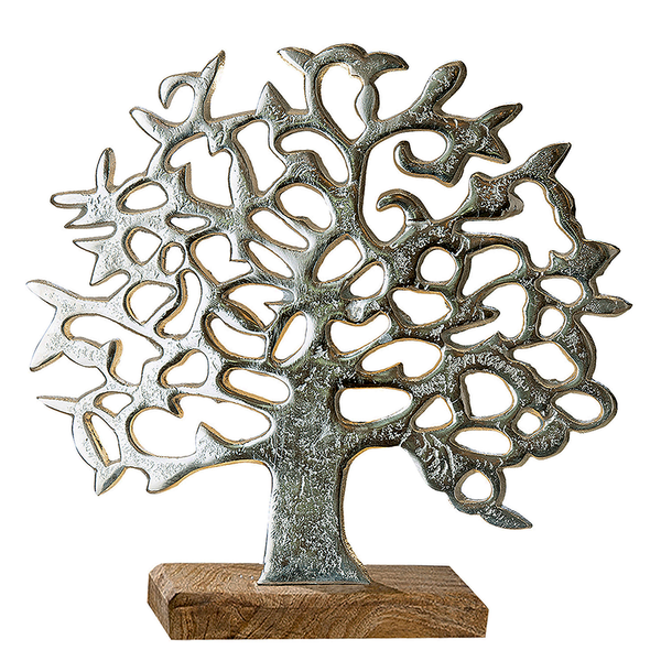 Dekoobjekt Lebensblume II - Aluminium - Silber / Natur