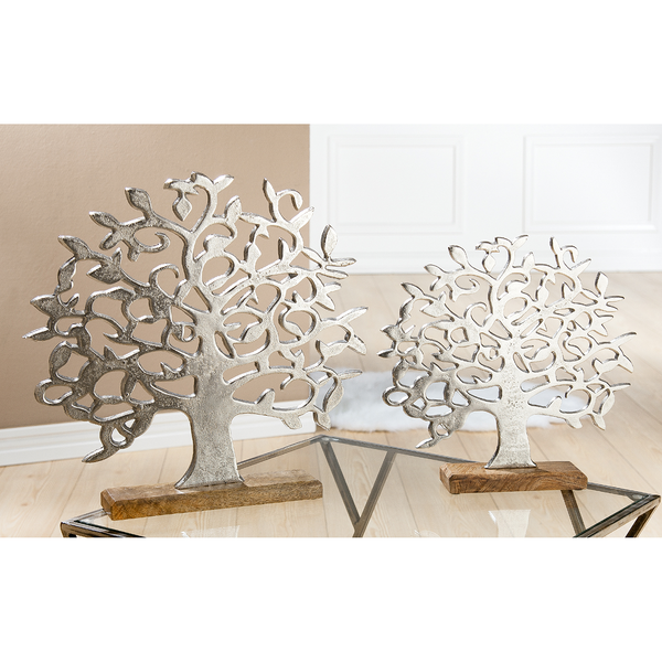 Dekoobjekt Lebensblume II - Aluminium - Silber / Natur
