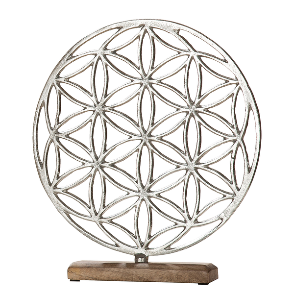 Dekoobjekt Lebensblume I - Aluminium - Silber - Höhe: 38 cm