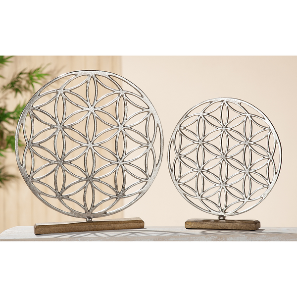 Dekoobjekt Lebensblume I - Aluminium - Silber - Höhe: 38 cm
