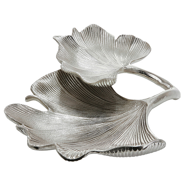 Doppelschale Ginkgo - Aluminium - Silber