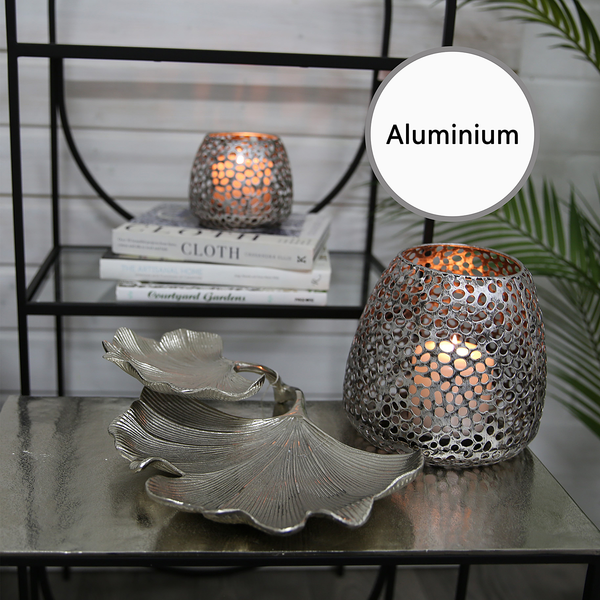Doppelschale Ginkgo - Aluminium - Silber