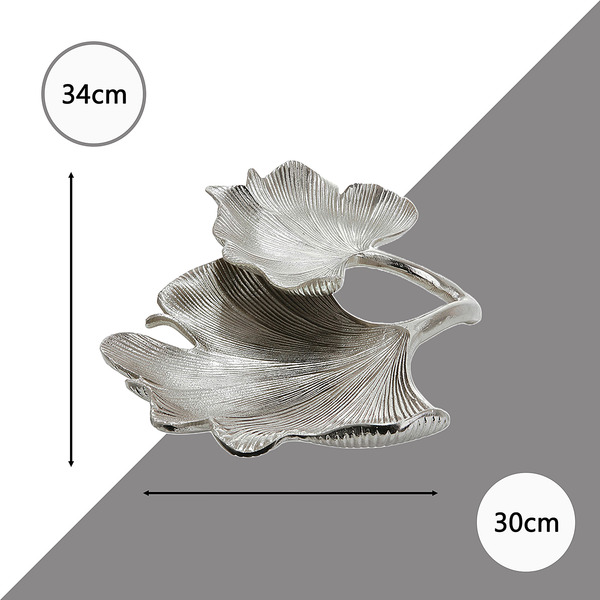 Doppelschale Ginkgo - Aluminium - Silber