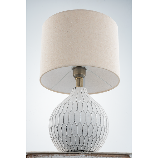 Tischleuchte Coopie - Keramik / Mischgewebe - 1-flammig