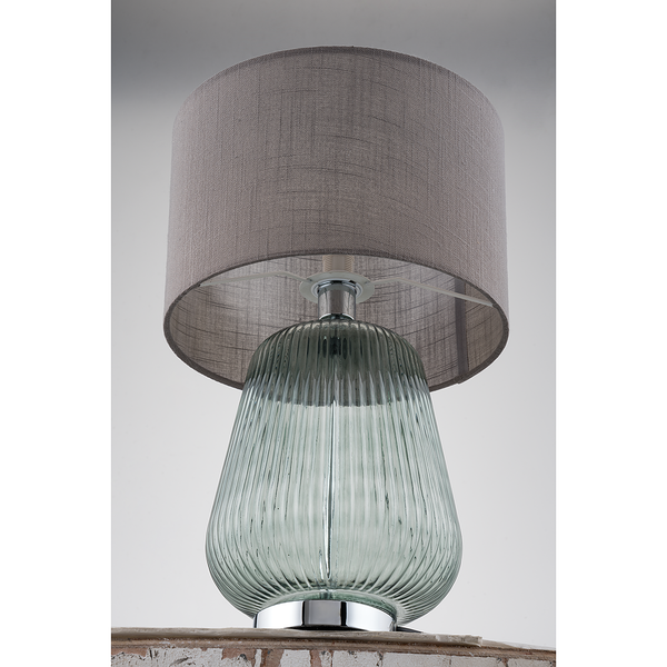 Tischleuchte Covesea - Leinen / Glas - 1-flammig - Grün