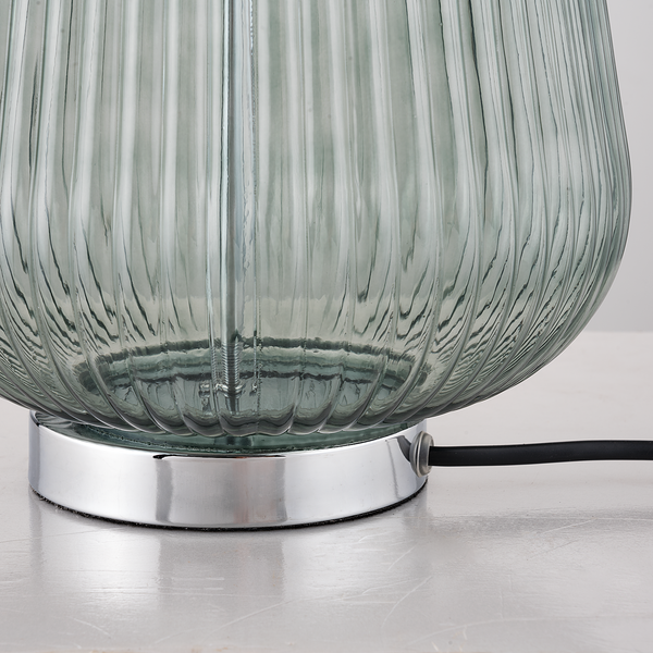 Tischleuchte Covesea - Leinen / Glas - 1-flammig - Grün
