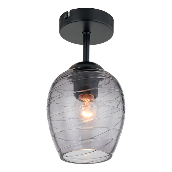 Deckenleuchte Cutler - Eisen / Rauchglas - Flammenanzahl: 1