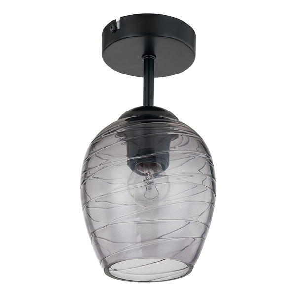 Deckenleuchte Cutler - Eisen / Rauchglas - Flammenanzahl: 1