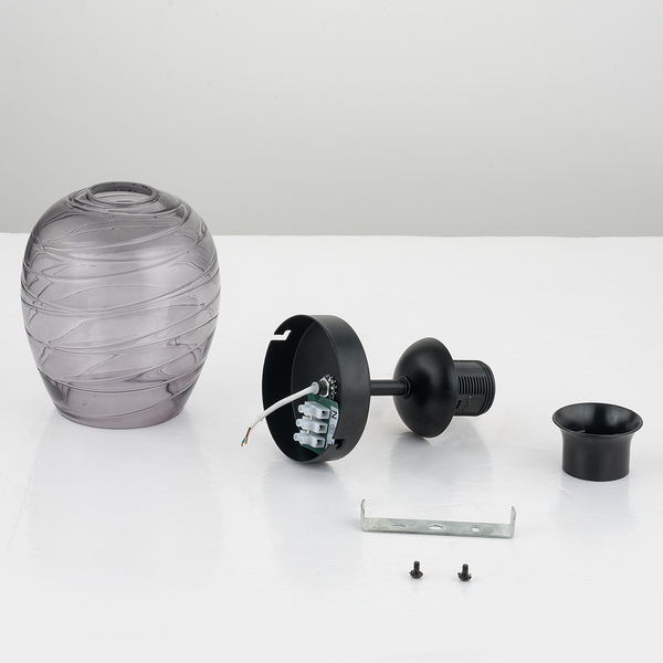 Deckenleuchte Cutler - Eisen / Rauchglas - Flammenanzahl: 1