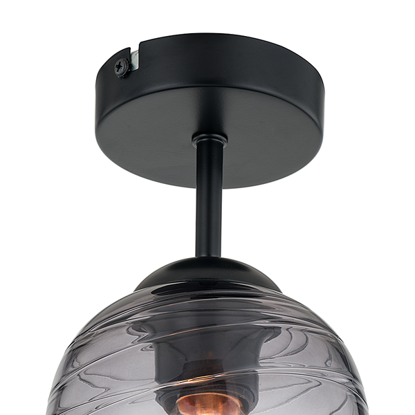 Deckenleuchte Cutler - Eisen / Rauchglas - Flammenanzahl: 1