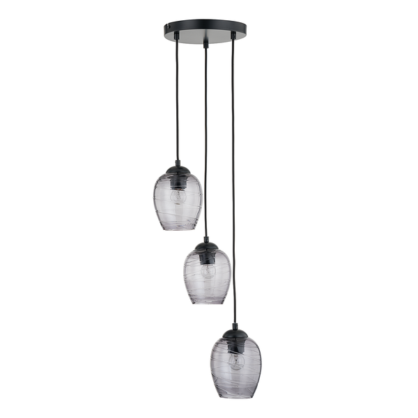 Pendelleuchte Cutler - Eisen / Rauchglas - 3-flammig