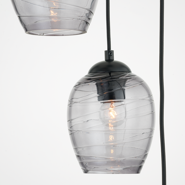 Pendelleuchte Cutler - Eisen / Rauchglas - 3-flammig