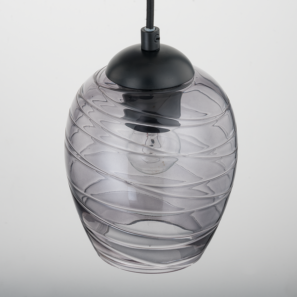 Pendelleuchte Cutler - Eisen / Rauchglas - 3-flammig