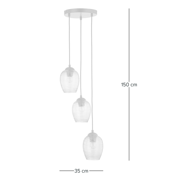 Pendelleuchte Cutler - Eisen / Rauchglas - 3-flammig