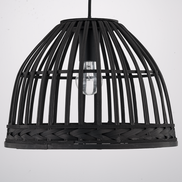 Pendelleuchte Donnell - Eisen / Rattan - 1-flammig - Schwarz