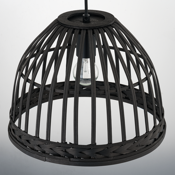 Pendelleuchte Donnell - Eisen / Rattan - 1-flammig - Schwarz