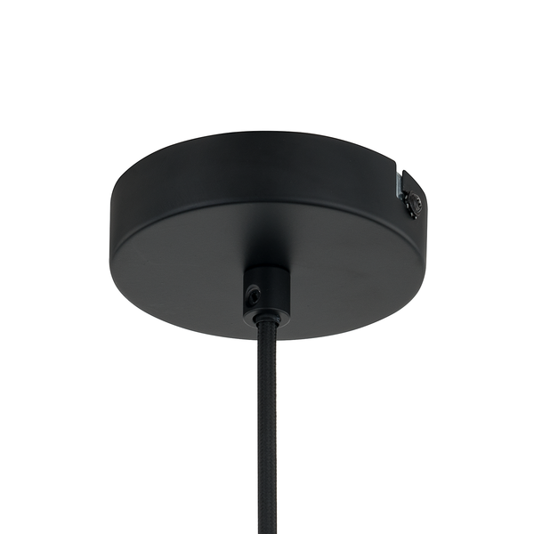 Pendelleuchte Donnell - Eisen / Rattan - 1-flammig - Schwarz