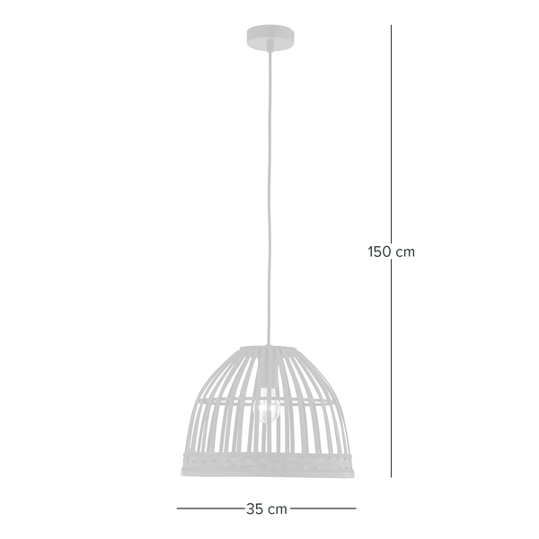Pendelleuchte Donnell - Eisen / Rattan - 1-flammig - Schwarz