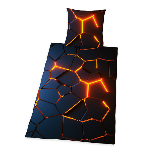 Bettwäsche 3D-Effekt - Renforcé - Schwarz / Orange