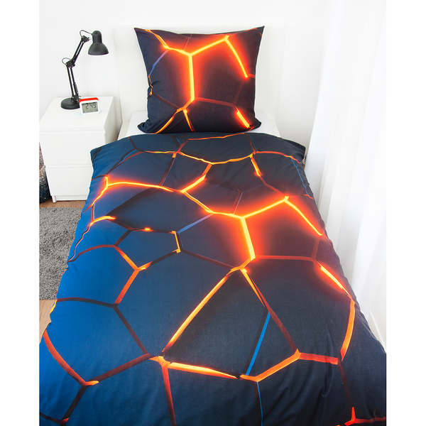 Bettwäsche 3D-Effekt - Renforcé - Schwarz / Orange