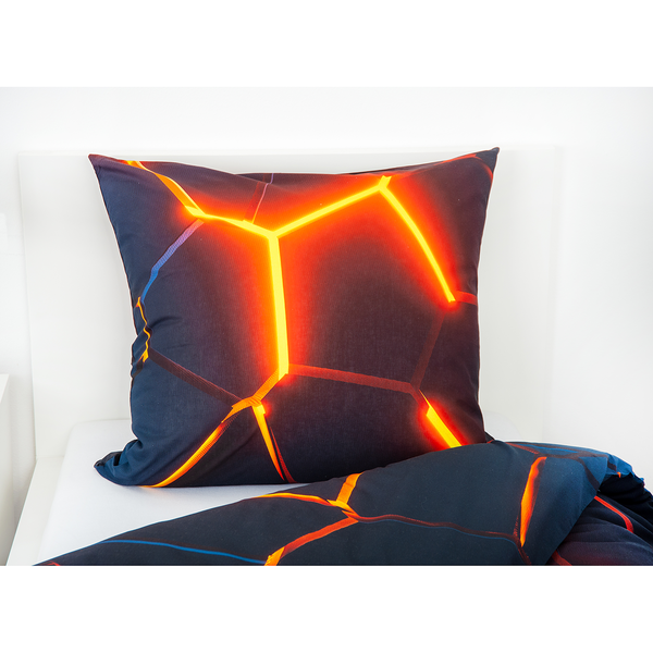 Bettwäsche 3D-Effekt - Renforcé - Schwarz / Orange