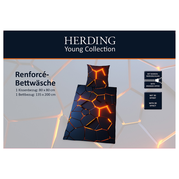 Bettwäsche 3D-Effekt - Renforcé - Schwarz / Orange