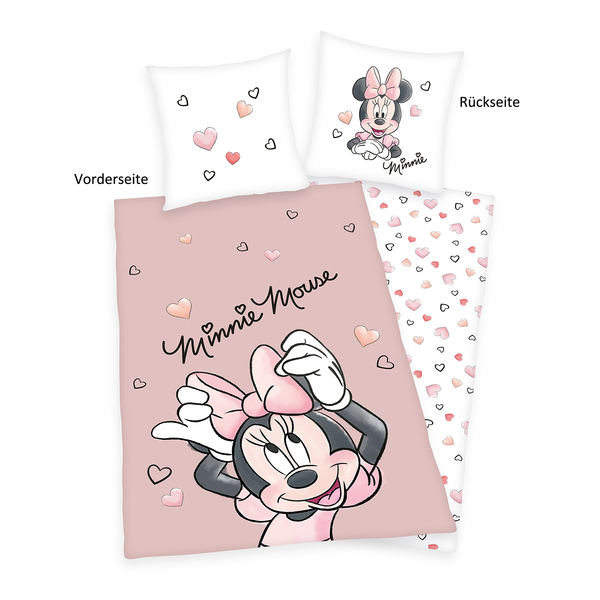Bettwäsche Minnie Mouse III - Renforcé - Altrosa / Weiß