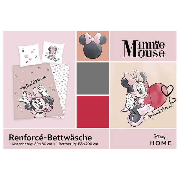 Bettwäsche Minnie Mouse III - Renforcé - Altrosa / Weiß