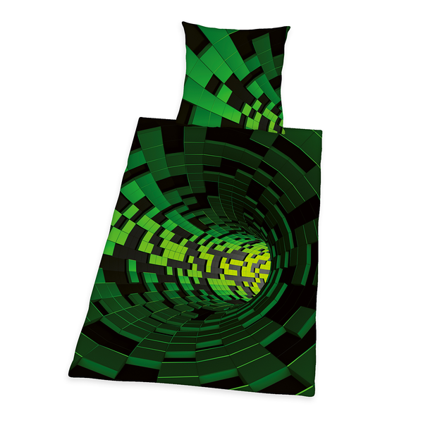 Bettwäsche 3D-Effekt - Renforcé - Schwarz / Grün