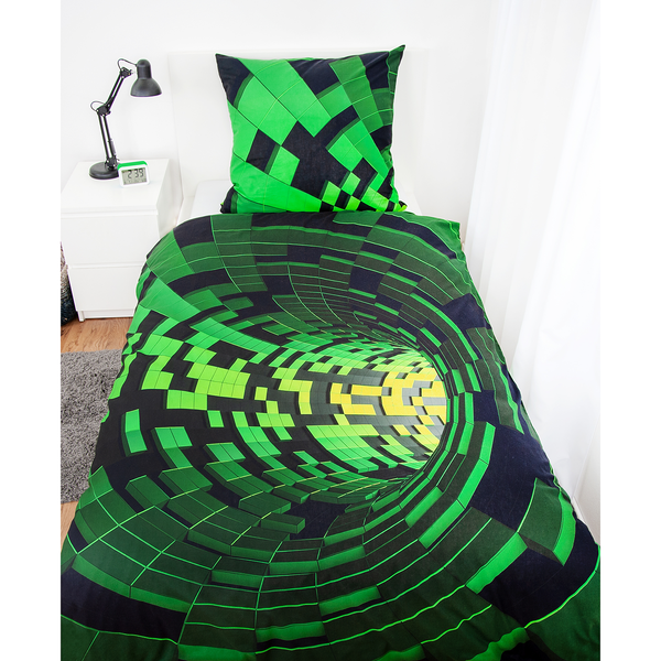 Bettwäsche 3D-Effekt - Renforcé - Schwarz / Grün