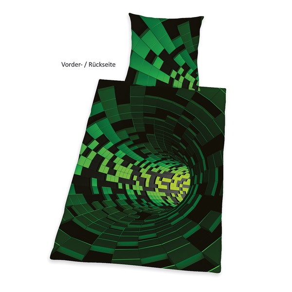 Bettwäsche 3D-Effekt - Renforcé - Schwarz / Grün