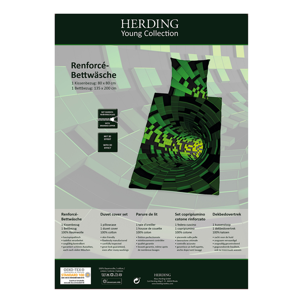 Bettwäsche 3D-Effekt - Renforcé - Schwarz / Grün