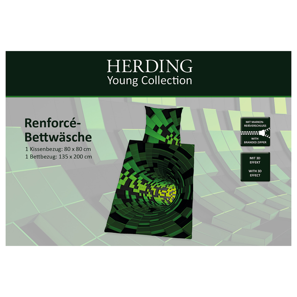 Bettwäsche 3D-Effekt - Renforcé - Schwarz / Grün