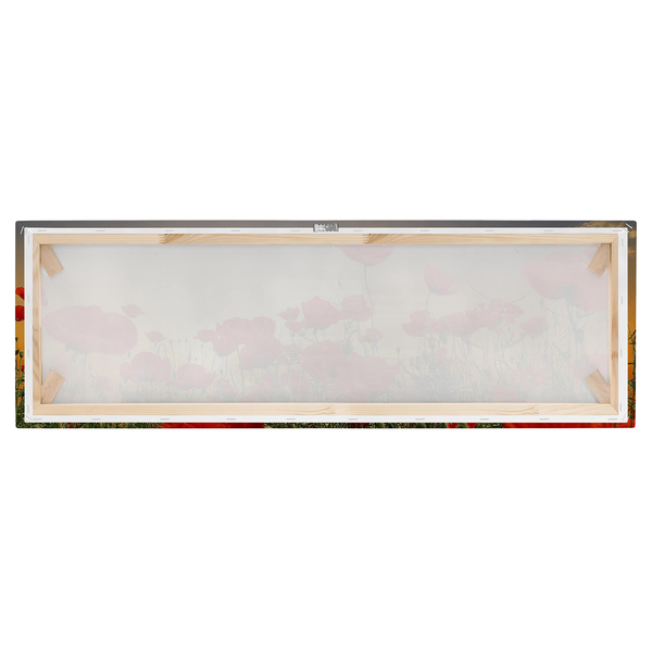 Leinwandbild Mohnblumenfeld I - Rot - 150 x 50 x 2 cm - Breite: 150 cm