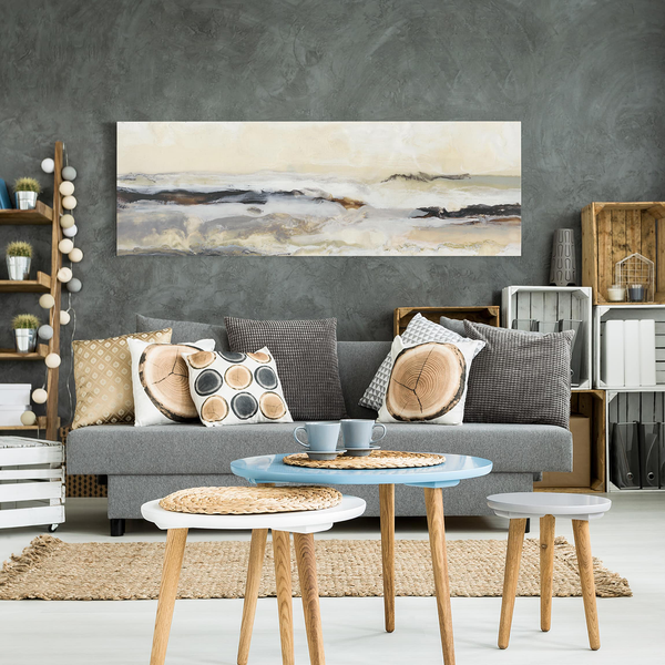 Leinwandbild Fröhlicher Horizont I - Beige - 120 x 40 x 2 cm - Breite: 120 cm