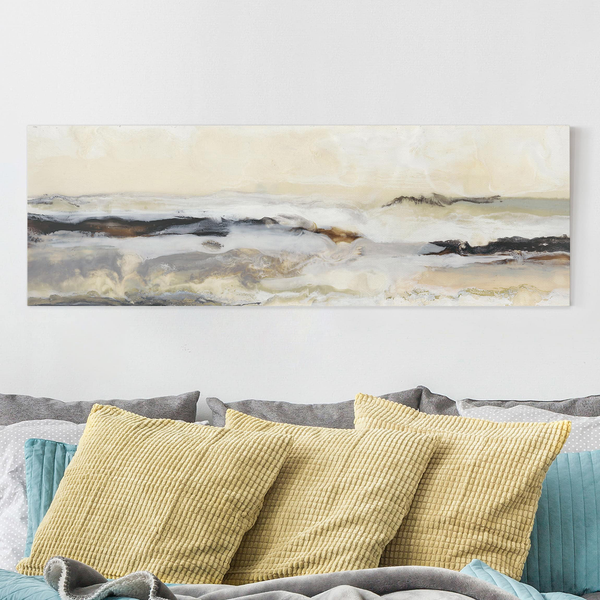 Leinwandbild Fröhlicher Horizont I - Beige - 120 x 40 x 2 cm - Breite: 120 cm