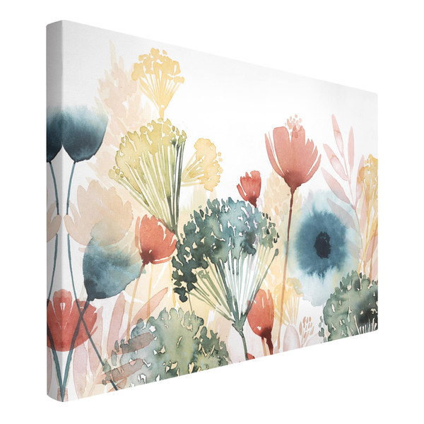 Leinwandbild Wildblumen im Sommer I - Weiß - 90 x 60 x 2 cm - Breite: 90 cm