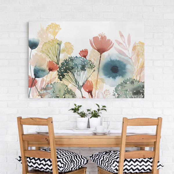 Leinwandbild Wildblumen im Sommer I - Weiß - 90 x 60 x 2 cm - Breite: 90 cm