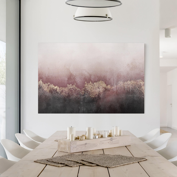 Leinwandbild Goldene Dämmerung Rosa I - Pink - 90 x 60 x 2 cm - Breite: 90 cm