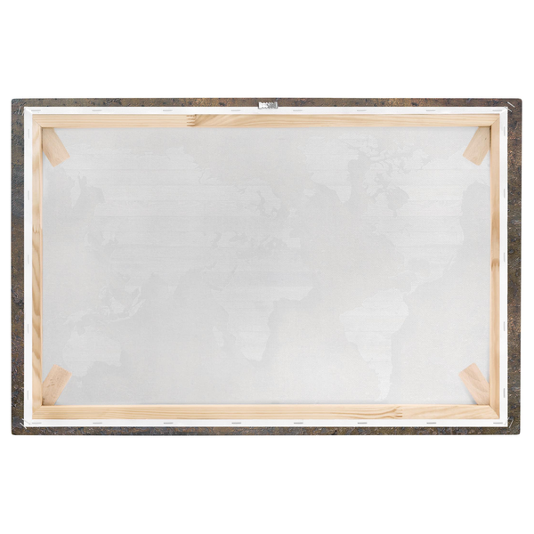 Leinwandbild Holz Rost Weltkarte II - Braun - 90 x 60 x 2 cm - Breite: 90 cm